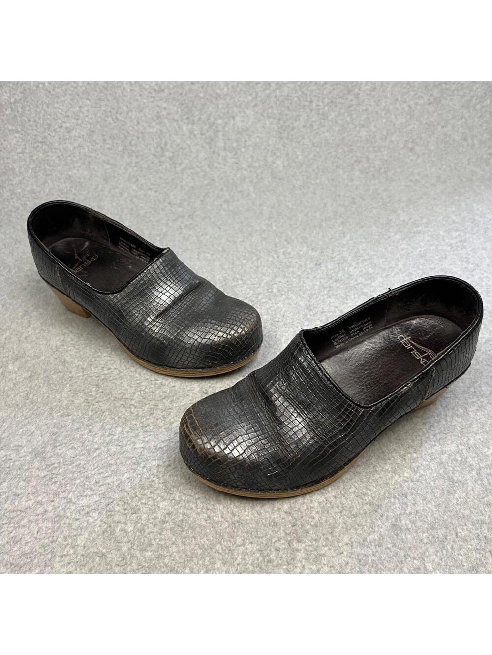 Dansko Marisol Clog Croc Leather Womens Size 6 Pewter Metallic Comfort Classic